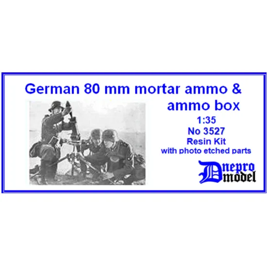 Dnepro Model DM3527 - 1/35 German 80mm mortar ammo and ammo box, scale model kit