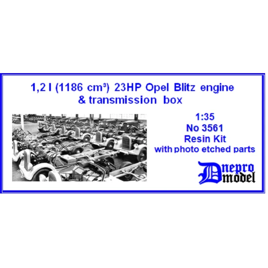 Dnepro Model DM3561 1/35, 1.5 l (1488 cmÂ³) 37HP Opel Blitz engine, transmissions