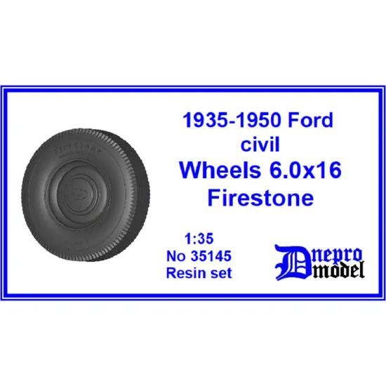 Dnepro Model DM35145 - 1/35, 1935-1950 Ford civil wheels 6.0x16 Firestone