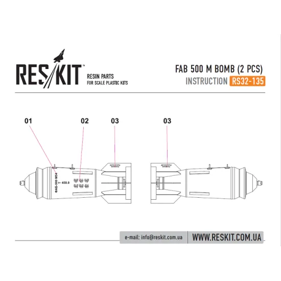 Reskit Rs32-0135 - 1/32 Fab 500 M Bomb 2 Pcs