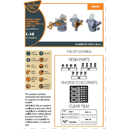 Clear Prop CPA48002 - 1/48 Soviet WWII gun sights (PAK-1, PBP-1A, PBP-1B)