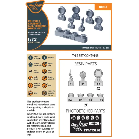 Clear Prop CPA72016 - 1/72 UH-2 A/B SEASPRITE (all versions) wheel, Accessories