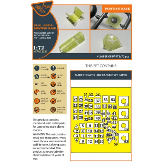 Clear Prop CPA72027 - 1/72 Ki-51 Sonia (all versions) painting mask for model