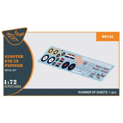 Clear Prop CPD72002 - 1/72 Gloster E28/39 Pioneer decal set for model kit