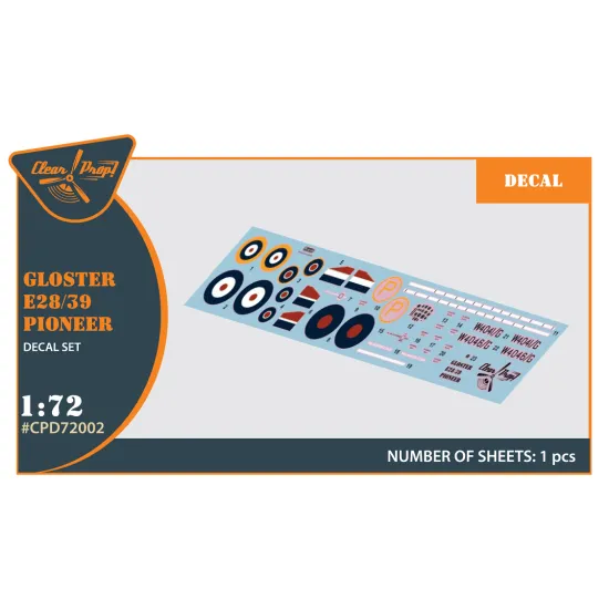 Clear Prop CPD72002 - 1/72 Gloster E28/39 Pioneer decal set for model kit