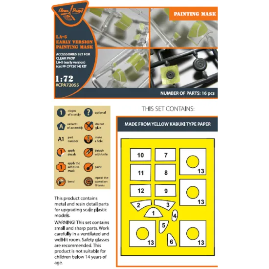 Clear Prop CPA72055 - 1/72 La-5 (early version) painting mask for CP kit