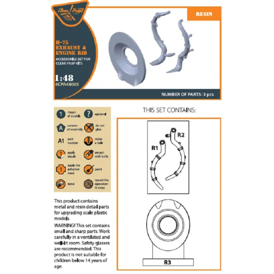 Clear Prop CPA48005 - 1/48 Hawk H-75 M/N/O resin exhaust for CP kit, Accessories