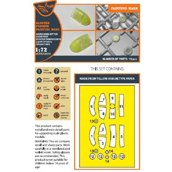 Clear Prop CPA72050 - 1/72 Gloster E28/39 Pioneer for CP kit painting mask