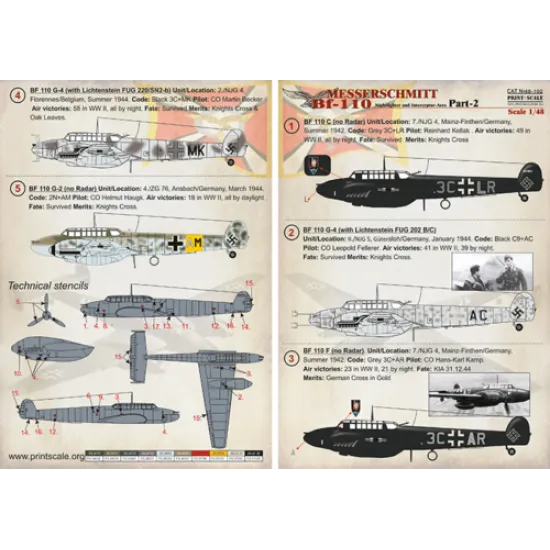 Print scale 48-102 - 1/48 - Me-110 Part 2 The complete set 1,5 leaf