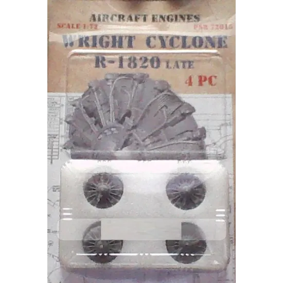 Print scale PSR72015 - 1/72 Wrint Cyclone R-1820 Late 4 PC resin model kit