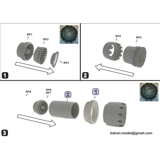 Katran 4836 1/48 F-15K Slam Eagle first batch Exhaust Nozzles engine F110-GE129