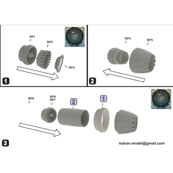Katran 4837 1/48 F-15K Slam Eagle first batch Exhaust Nozzles engine F110-GE129