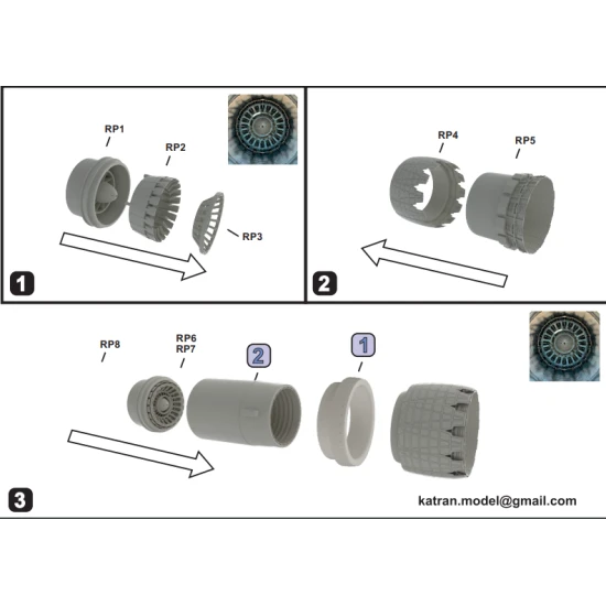 Katran 4838 1/48 F-15K Slam Eagle first batch Exhaust Nozzles engine F110-GE129