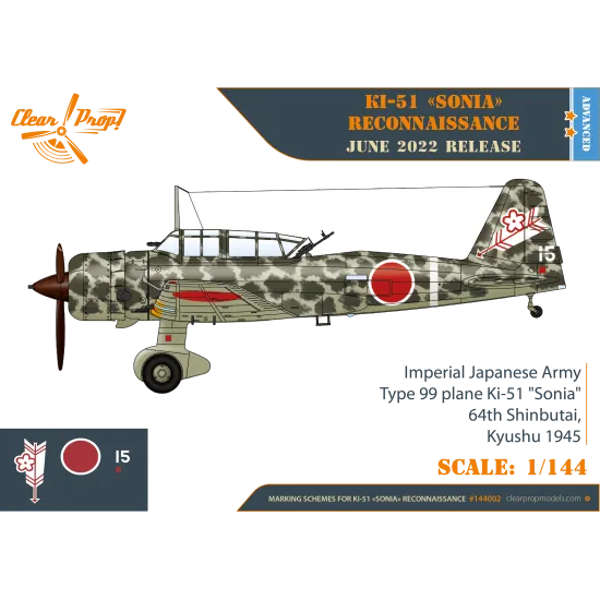 Clear Prop CP144002 - 1/144 Ki-51 Sonia (2 in box) Reconnaissance scale model