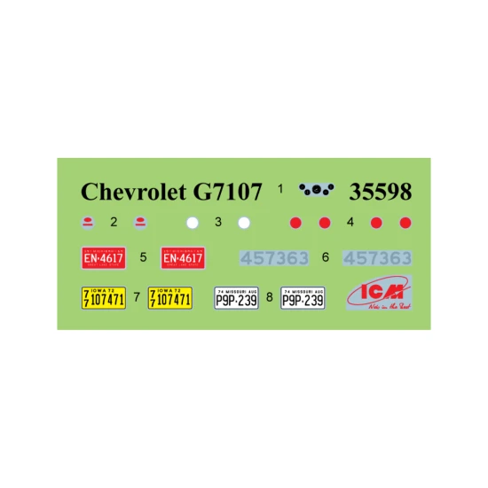 ICM 35598 - 1/35 G7107 Truck USA, scale plastic model kit (size: 77x164 mm)