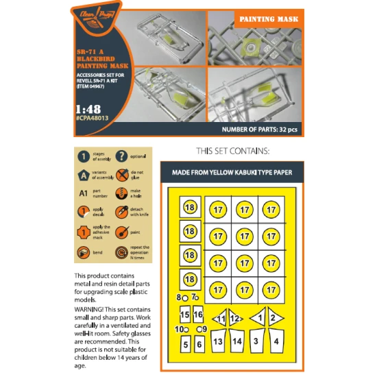 Clear Prop 48013 - 1/48 SR-71A BLACKBIRD painting mask for Revell scale model