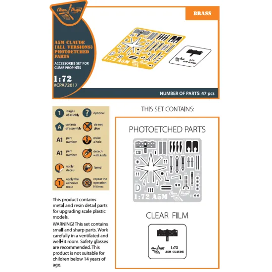 Clear Prop CPA72017 - 1/72 A5M Claude (all versions) PE parts interior for CP