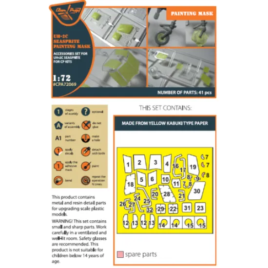 Clear Prop CPA72069 - 1/72 UH-2C SEASPRITE for painting mask