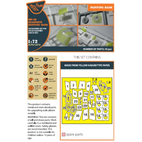 Clear Prop CPA72070 - 1/72 HH-2D SEASPRITE for CP kit painting mask