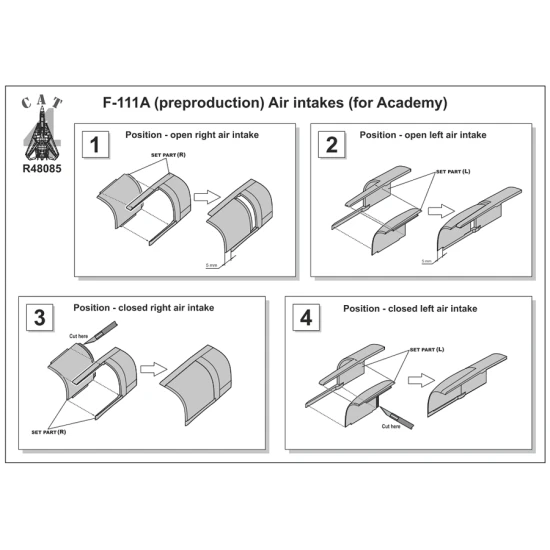 CAT4 R48085 - 1/48 - F-111A (preproduction) Air intakes (for Academy)