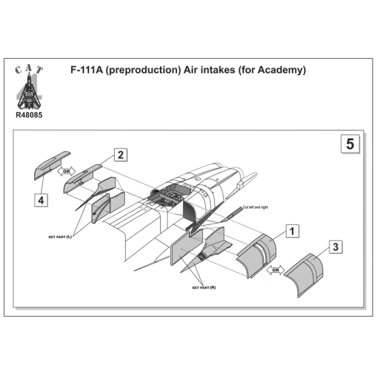 CAT4 R48085 - 1/48 - F-111A (preproduction) Air intakes (for Academy)