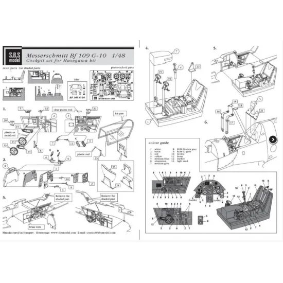 Sbs 48016 1/48 Messerschmitt Bf 109g 10 Cockpit Set For Hasegawa Kit Resin Photo Etched