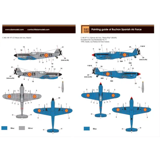 Sbs 48075 1/48 Hispano Ha 1112 M 1l Buchon Spanish Air Force For Tamiya Resin Decals