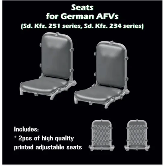 Sbs 3d025 1/35 Seats For German Afvs Sd Kfz 251 Sd Kfz 234 3d Printed Resin Model Kit