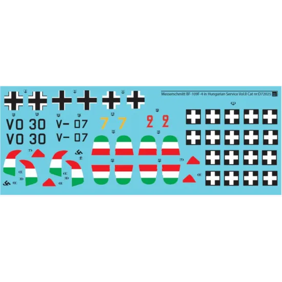Sbs D72025 1/72 Messerschmitt Bf 109f In Hungarian Service Vol Ii Decal Model Kit