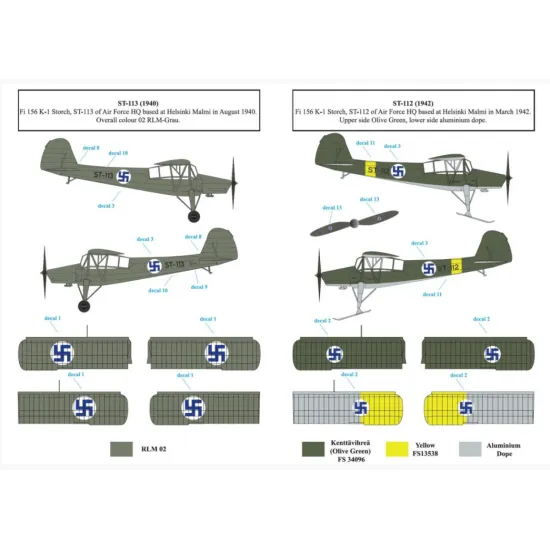 Sbs D72030 1/72 Fieseler Fi 156 Storch In Finnish Service For Academy Heller Decals Model