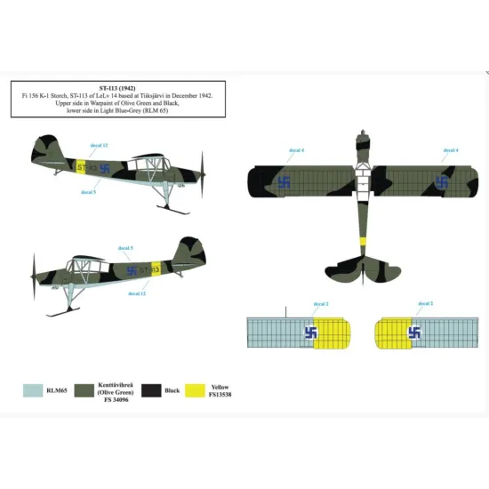 Sbs D72030 1/72 Fieseler Fi 156 Storch In Finnish Service For Academy Heller Decals Model