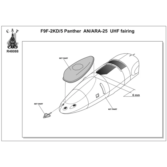 Cat4-r48088 1/48 F9f 2bkd5 Panther An/Ara 25 Uhf Fairing Resin Model