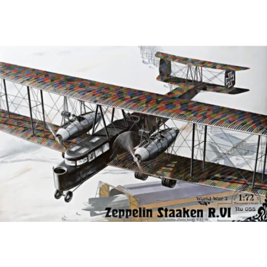 Roden 055 1/72 Zeppelin Staaken R.vi Fighter-biplane German, Scale Plastic Model