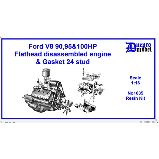 Dnepro Model 1635 1/16 Ford V8 90 95 100 Hp Flathead Disassembled Engine Gasket 24 Stud Dnepro Model 1635 1/16 Ford V8 90 95 100 Hp Flathead Disassembled Engine Gasket 24 Stud