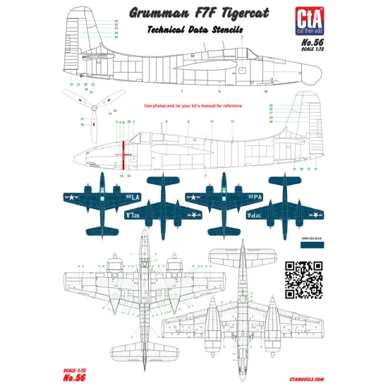 Cta Models 056 1/72 Decal Supermarine Seafire Faa, Aeronavale, 6 Markings