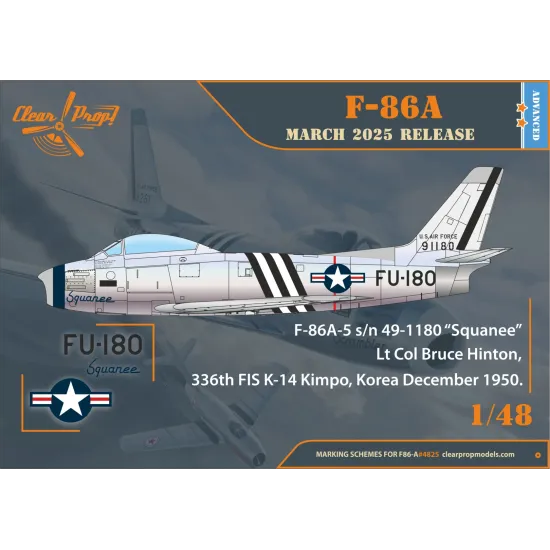Clear Prop 4825 1/48 F-86a In Korea Early Variants Plastic Model Kit Clear Prop 4825 1/48 F-86a In Korea Early Variants Plastic Model Kit