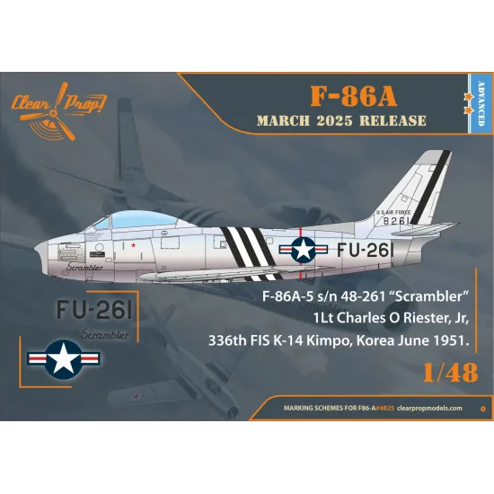 Clear Prop 4825 1/48 F-86a In Korea Early Variants Plastic Model Kit Clear Prop 4825 1/48 F-86a In Korea Early Variants Plastic Model Kit