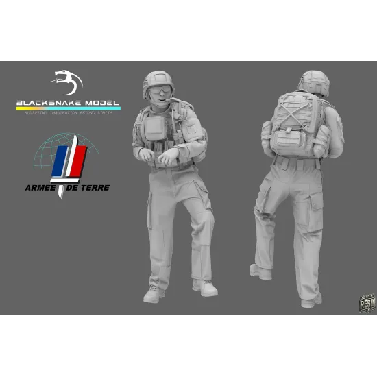 Black Snake Fr-03 1/35 French Soldier Gunner Resin Figure Kit