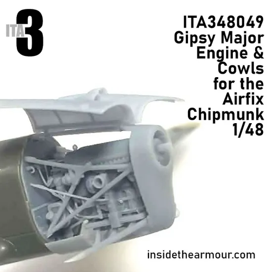 Inside The Armor Ita348049 1/48 Gipsy Major Engine And Cowls For Airfix T.10 Chipmunk