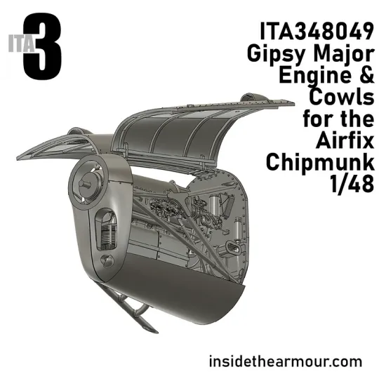 Inside The Armor Ita348049 1/48 Gipsy Major Engine And Cowls For Airfix T.10 Chipmunk