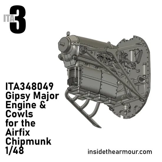 Inside The Armor Ita348049 1/48 Gipsy Major Engine And Cowls For Airfix T.10 Chipmunk