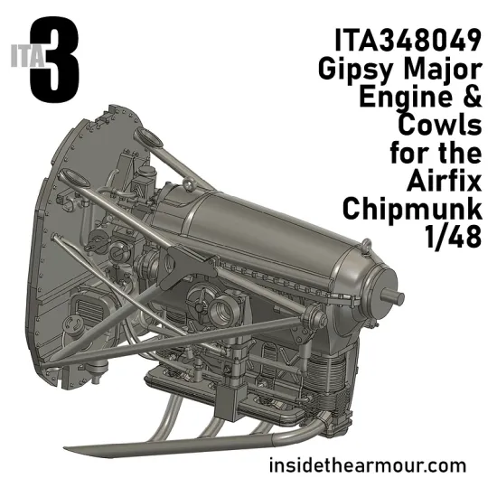Inside The Armor Ita348049 1/48 Gipsy Major Engine And Cowls For Airfix T.10 Chipmunk