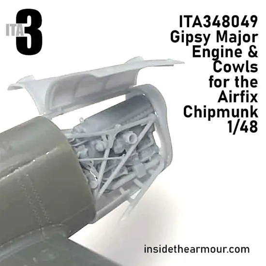 Inside The Armor Ita348049 1/48 Gipsy Major Engine And Cowls For Airfix T.10 Chipmunk