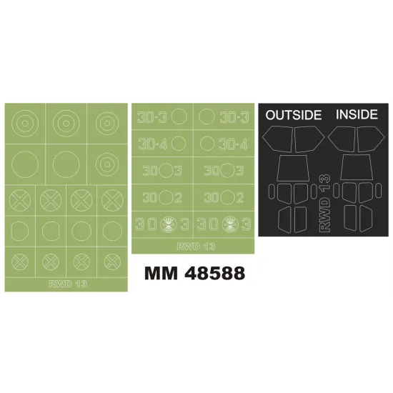 Montex Mm48588 1/48 Rwd-13 2 Canopy Masks Outs/Ins 2 Insignia Masks For Answer Kits
