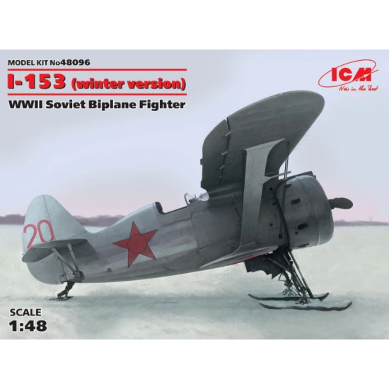SOVIET FIGHTER BIPLANE POLIKARPOV I-153 CHAIKA, CF II (WINTER VERSION) 1/48 ICM 48096