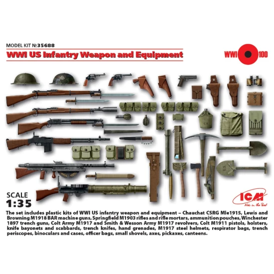 WEAPONS AND EQUIPMENT OF I WW US CORPS 1/35 ICM 35688 WEAPONS AND EQUIPMENT OF I WW US CORPS 1/35 ICM 35688