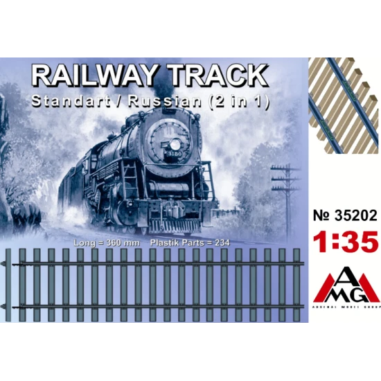 RAILWAY TRACK (STANDARD/RUSSIAN 2 IN 1) 1/35 AMG 35202