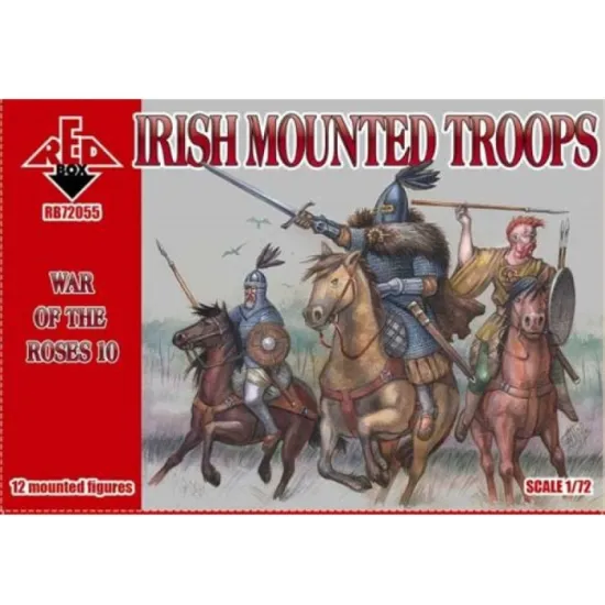 IRISH MOUNTED TROOPS, WAR OF THE ROSES 10 1/72 RED BOX 72055 IRISH MOUNTED TROOPS, WAR OF THE ROSES 10 1/72 RED BOX 72055