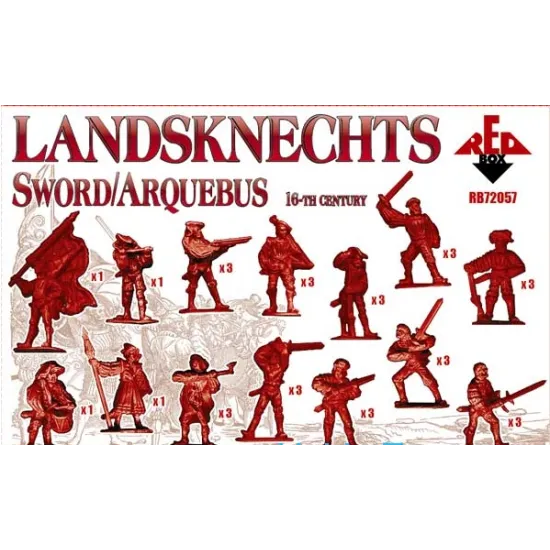 LANDSKNECHTS (SWORD/ARQUEBUS), 16TH CENTURY 1/72 RED BOX 72057