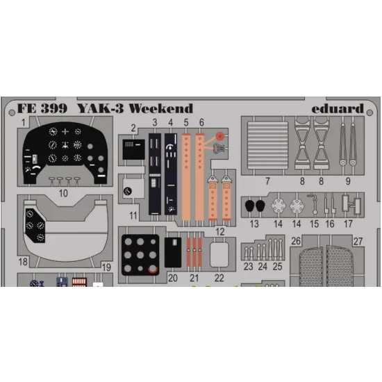 PHOTO-ETCHED SET 1/48 YAK-3 INTERIOR COLOR, WEEKEND EDUARD 1/48 EDUARD FE399